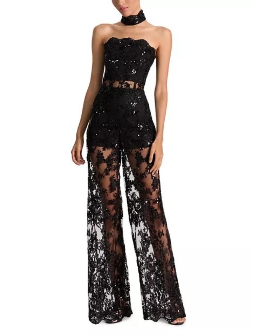 Alice and Olivia Georgie Embellished Lace Jumpsuit